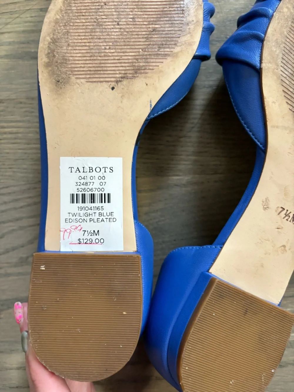 Talbots EDISON PLEATED DORSAY FLATS - NAPPA LEATHER Blue women’s size 7.5